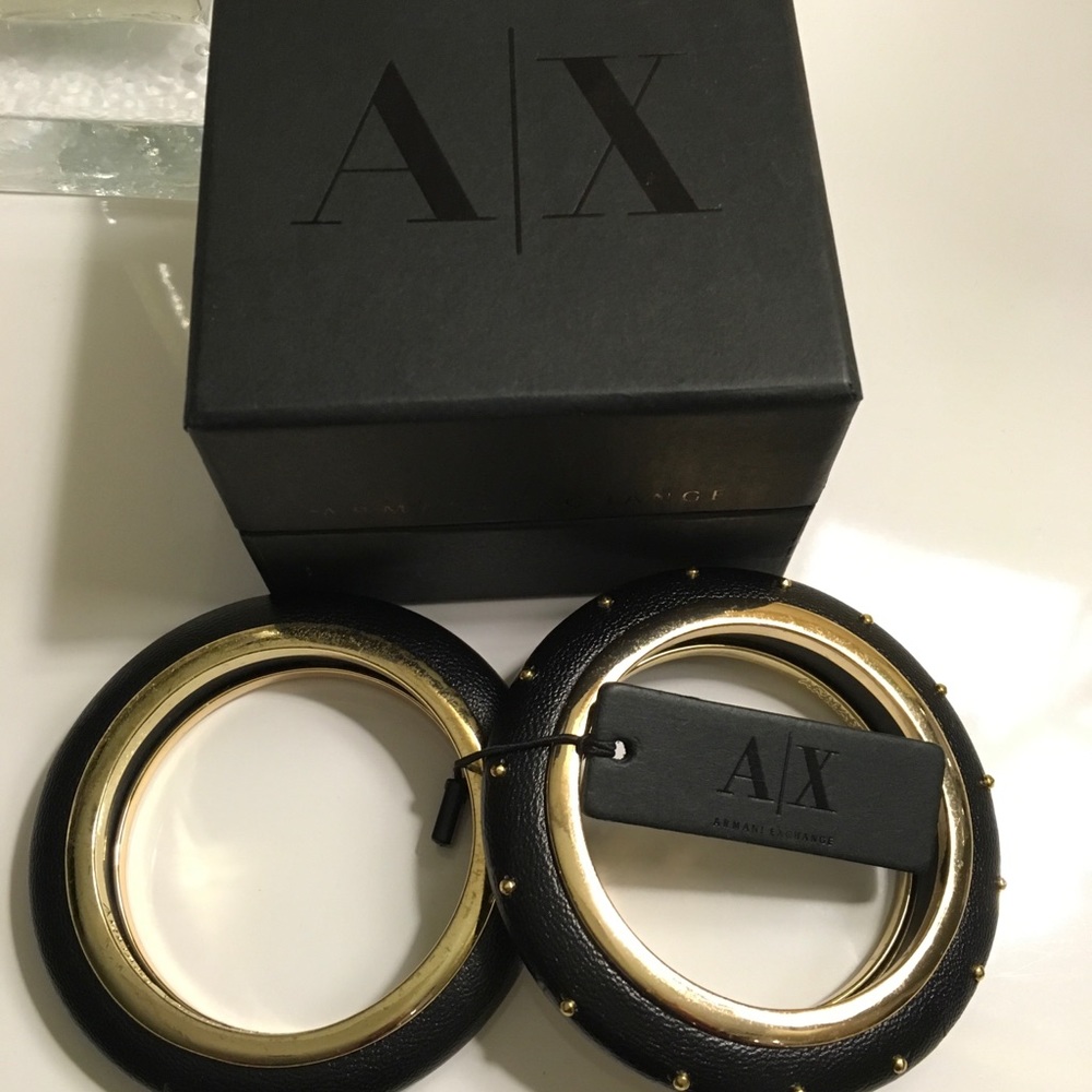 Armani Leather and gold stainless steel bracelet